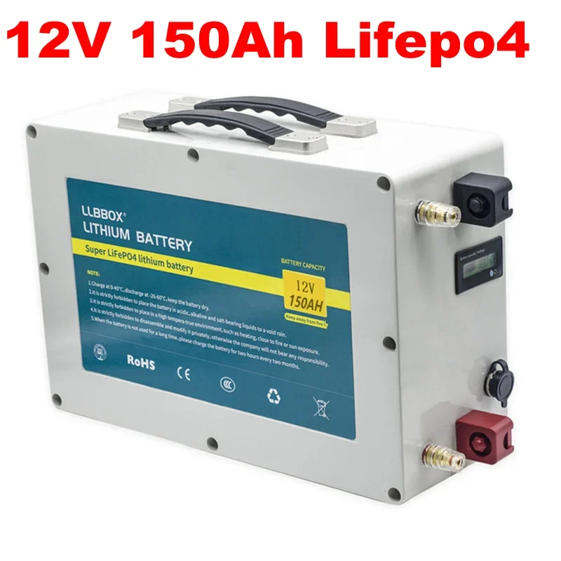 

Перезаряжаемая батарея 12 В 150 Ач Lifepo4 Литиевый аккумулятор для инвертора автофургона Лодка Пропелер Солнечная энергетическая система + зарядное устройство 10 А