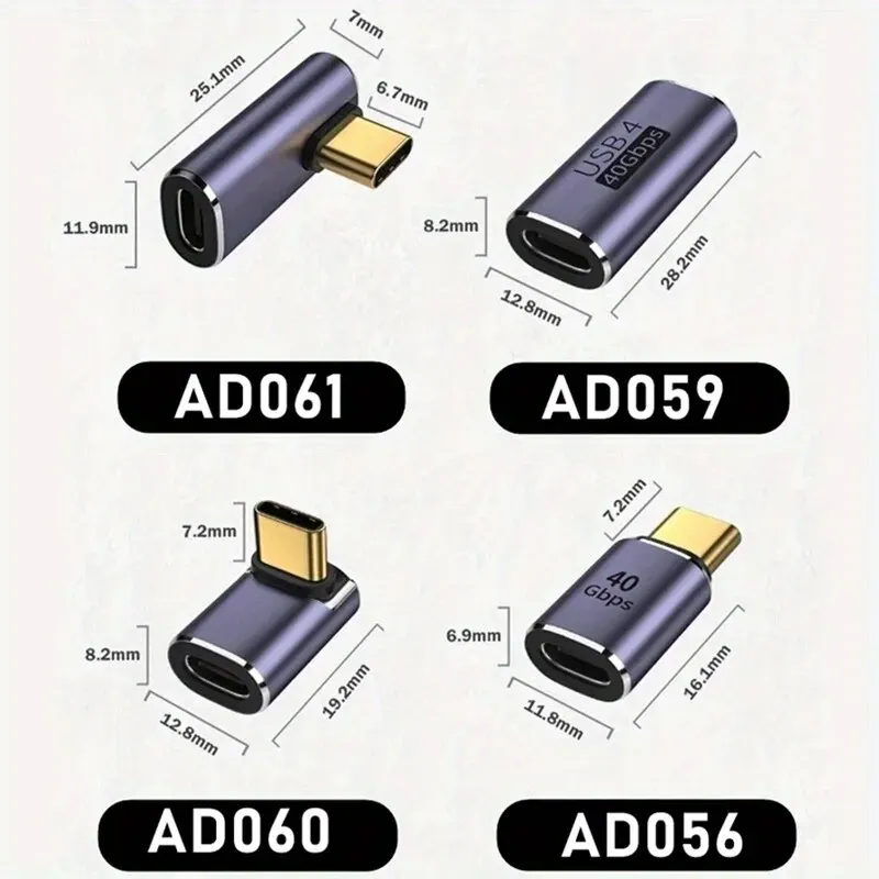 Connecteur TYPE C prise OTG 4K 100W 40Gbps transfert de données charge Ultra rapide USB C USB3.1 prise en charge d'une Extension d'adaptateur 8K