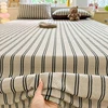 Double Layer Gauze Striped Flat Sheet, Soft Breathable Crinkled Cotton Bed Sheet,Machine Washable 1