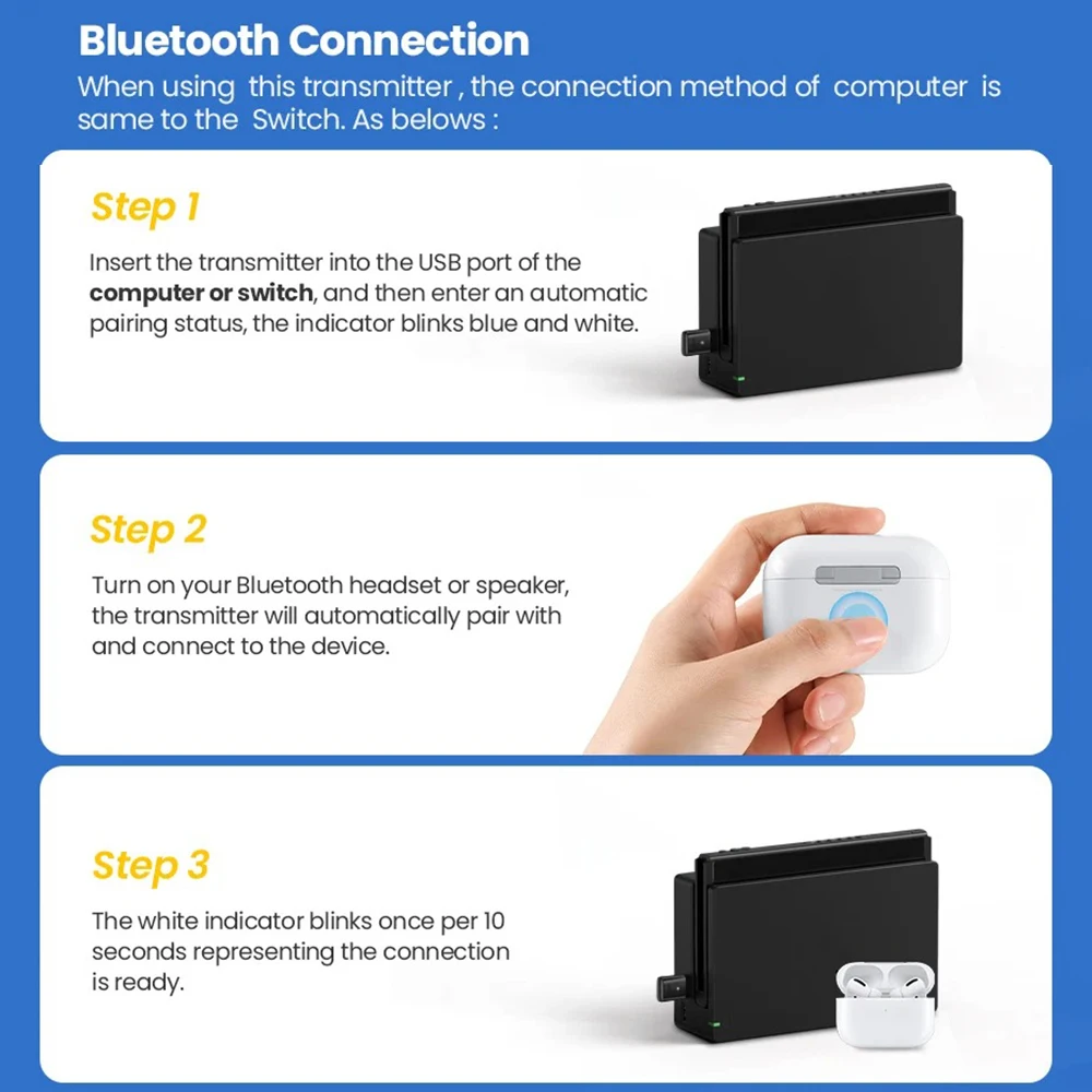 Kebidumei بلوتوث 5.3 محول الصوت سماعة رأس لاسلكية محول استقبال 2 في 1 USB دونغل ل PS5/PS4 لعبة وحدة التحكم سماعة الكمبيوتر