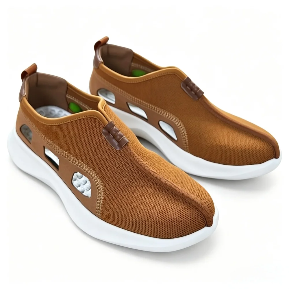 CLYFANSummer Hollow Out Monk Sneakers for Men Massage Acupoint Insole Soft Platform Slip On Buddhist Temple Casual Walking Shoes