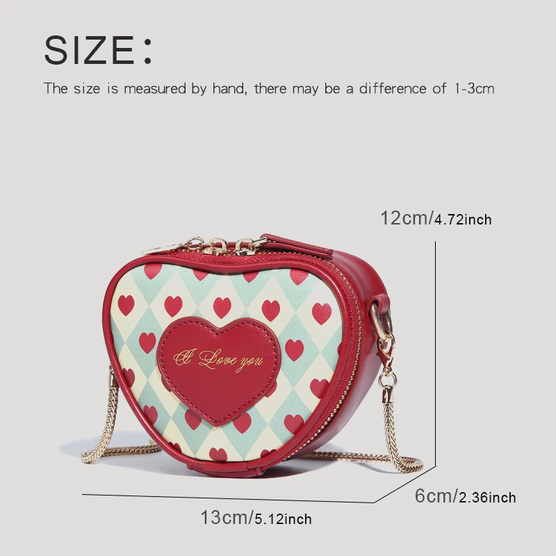 Mini bolso de corazón para mujer estuche de cosméticos de diseñador de lujo 2024 nuevo en PU diseño de corazón de tablero de ajedrez caja de joyería cadena cruzada alta calidad envío gratis llegó el envío rápido