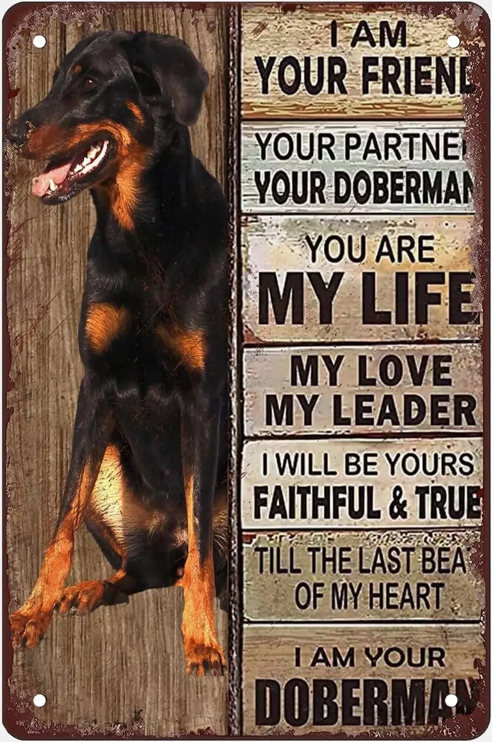 Funny Tin Signs Doberman Dog Metal Tin Signs I Am Your Friend Your Partner Funny Poster Cafe Living Room Kitchen Bathroom H s