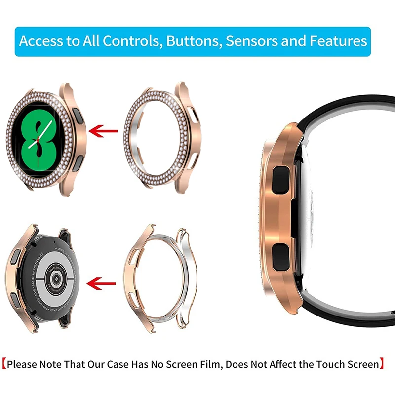 لساعة سامسونج جالاكسي 6 5 44 مللي متر 40 مللي متر حزام معدني سوار الماس واقية ل Galaxywatch 4 40 مللي متر 44 مللي متر إطار حماية