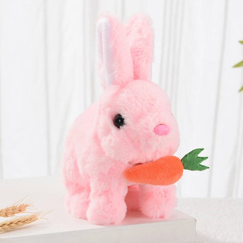 Electric Plush Rabbit Toy Walking Jumping Squeaking Tail Wagging Stuffed Bunny Doll Interactive Plush Toy For Kid Gift