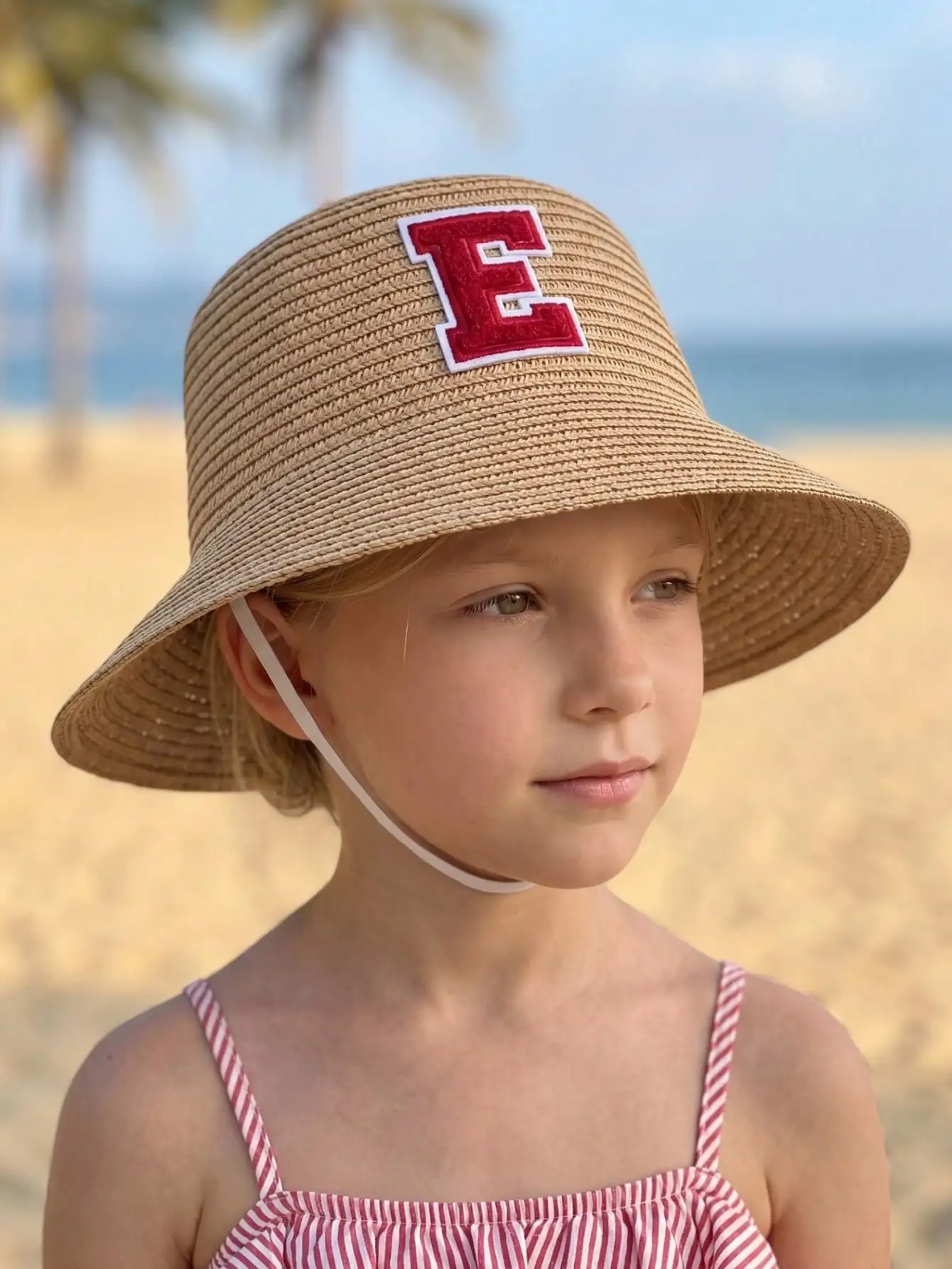 1Pc 3-8Y Boys Coffee Bow Straw Hat Woven Sun Hat Breathable Outdoor Beach Summer Shade Cap for Kids Daily Play Travel - view 5