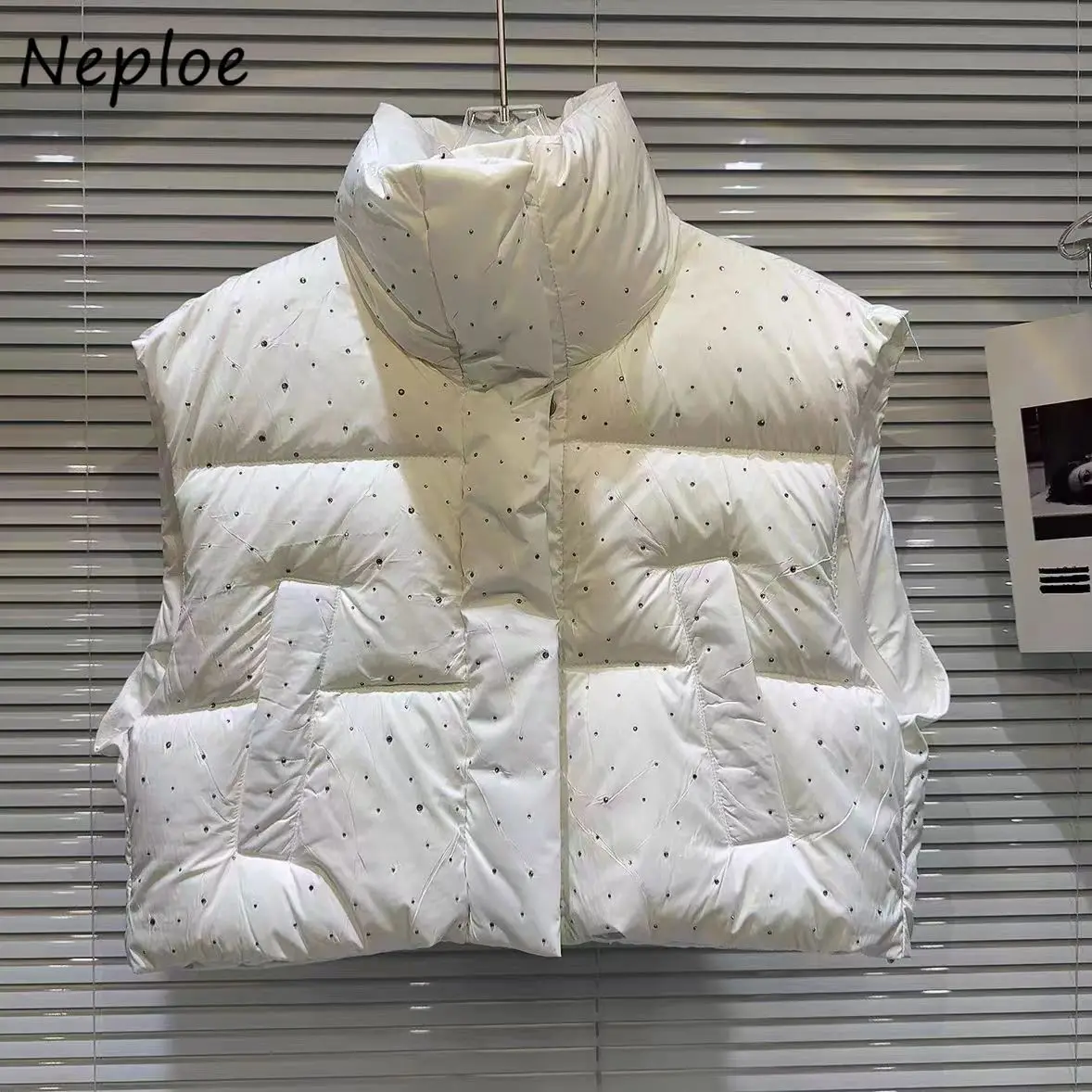 

Neploe Minority Exquisite Sweet Hot Sell Vests Rhinestone New Short Spice Girls Veste Femme Western French All-match Korea Tops