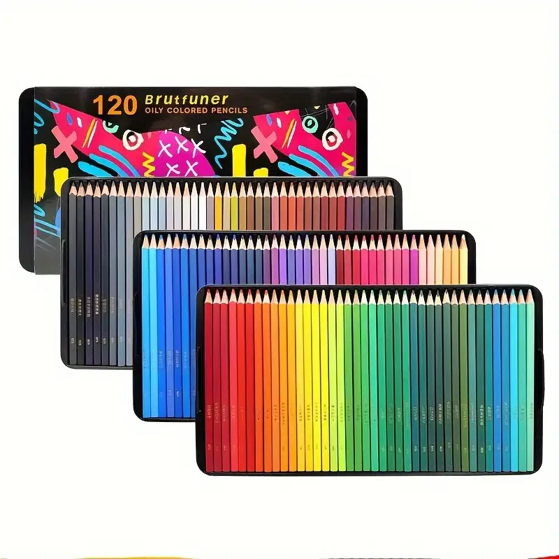 Brutfuner 72/120 Color Luxury Iron Box Oil Colored Pencil New Generation Premium Core Square Rod Art Colored Lead Set