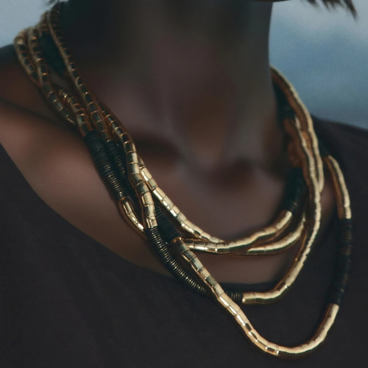 

ZAA Vintage Multi-layer Choker Necklaces for Women Handmade Metal Wooden Neck Jewelry Bracelets Necklaces Sets