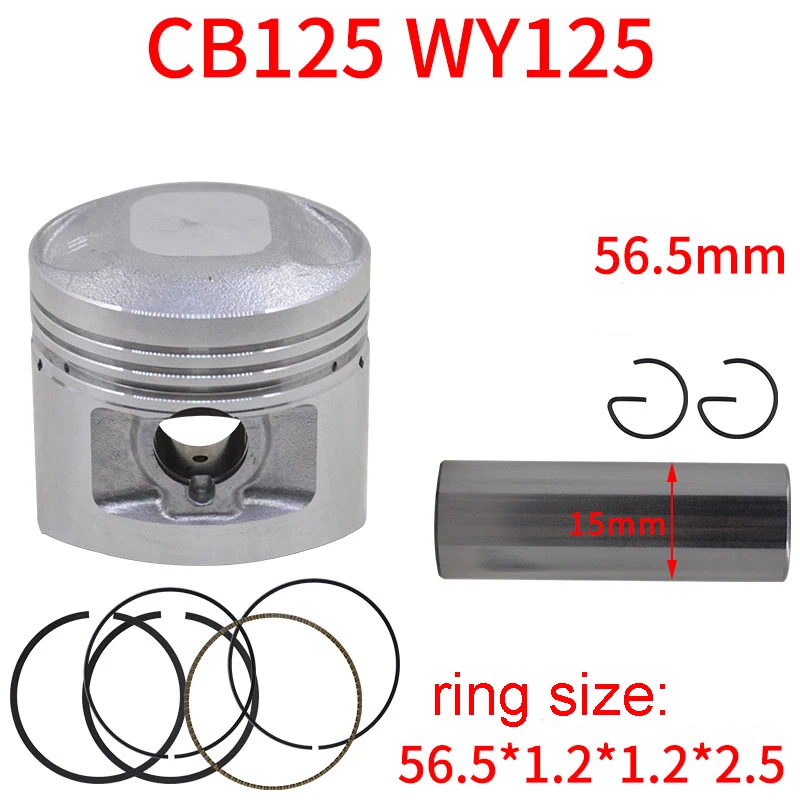 Motorcycle 56.5mm Piston 15mm Pin Ring Set for Honda WY125 CB125 WH125 XL 125 XL125K XL125 K0 K1 K2 K3 K4 1974-1978