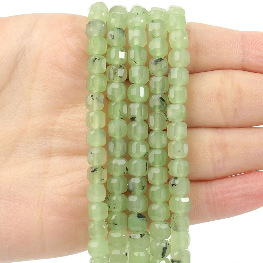 Faceted Natural Prehnites Stone Beads Square Grape Spacer Beads for Jewelry Making DIY Charms Bracelet Necklace Accessorie 5mm