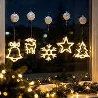 1PC Battery Powered LED White Suction Cup Light, Warm Glow Christmas Window Decor,Indoor Holiday Party Home Lighting Decoration 3