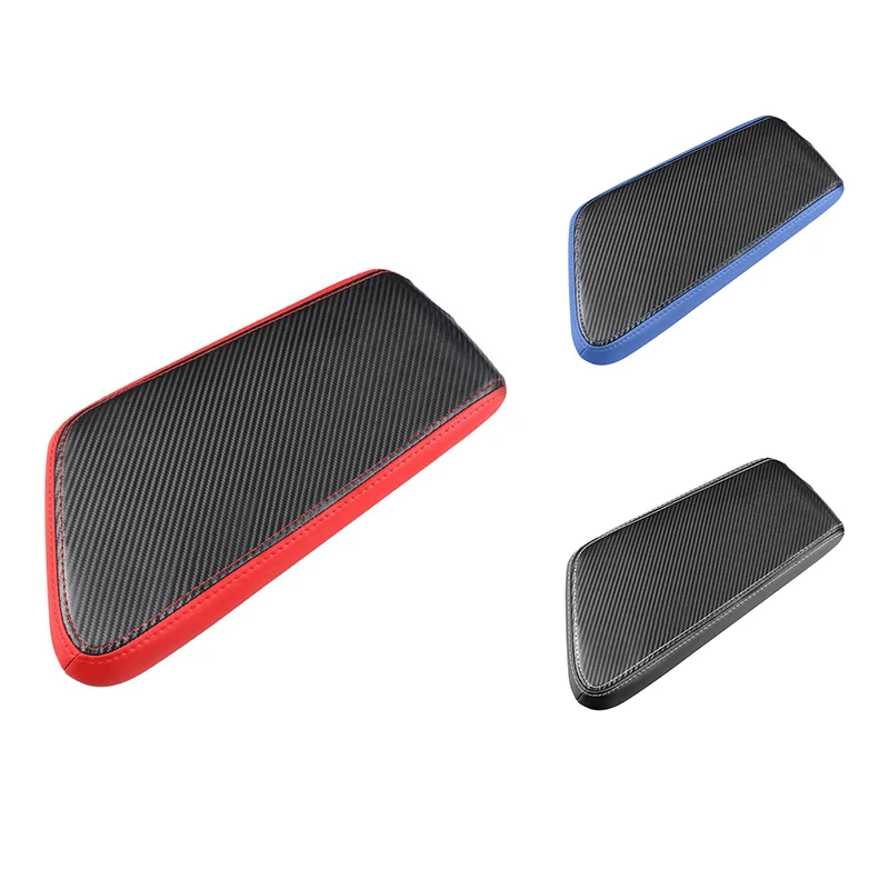 Car Carbon Fiber Center Console Lid Armrest Box Leather Protective Cushion Pad For KIA EV6 2021 2022 LHD