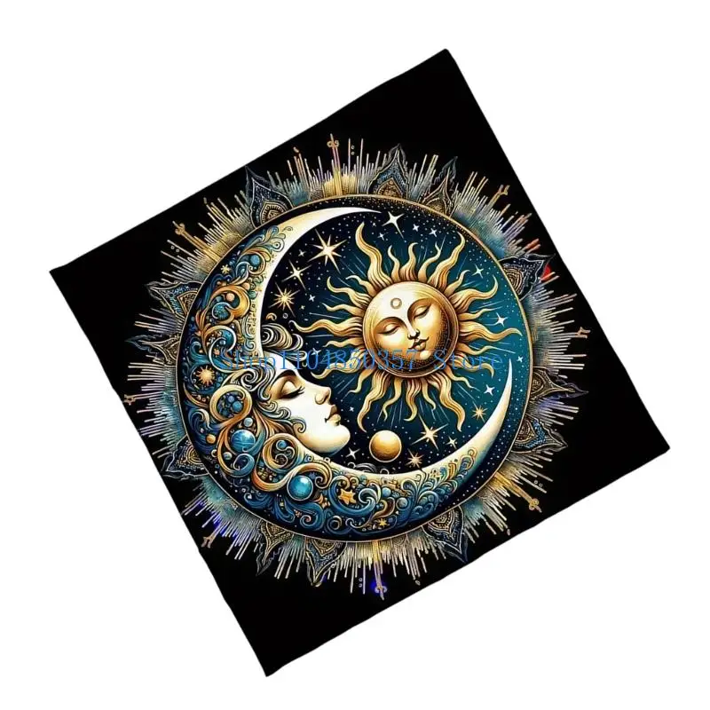 5asd الشمس القمر التارو مفرش المائدة علم التنجيم السحر سطح السفينة القماش الديكور