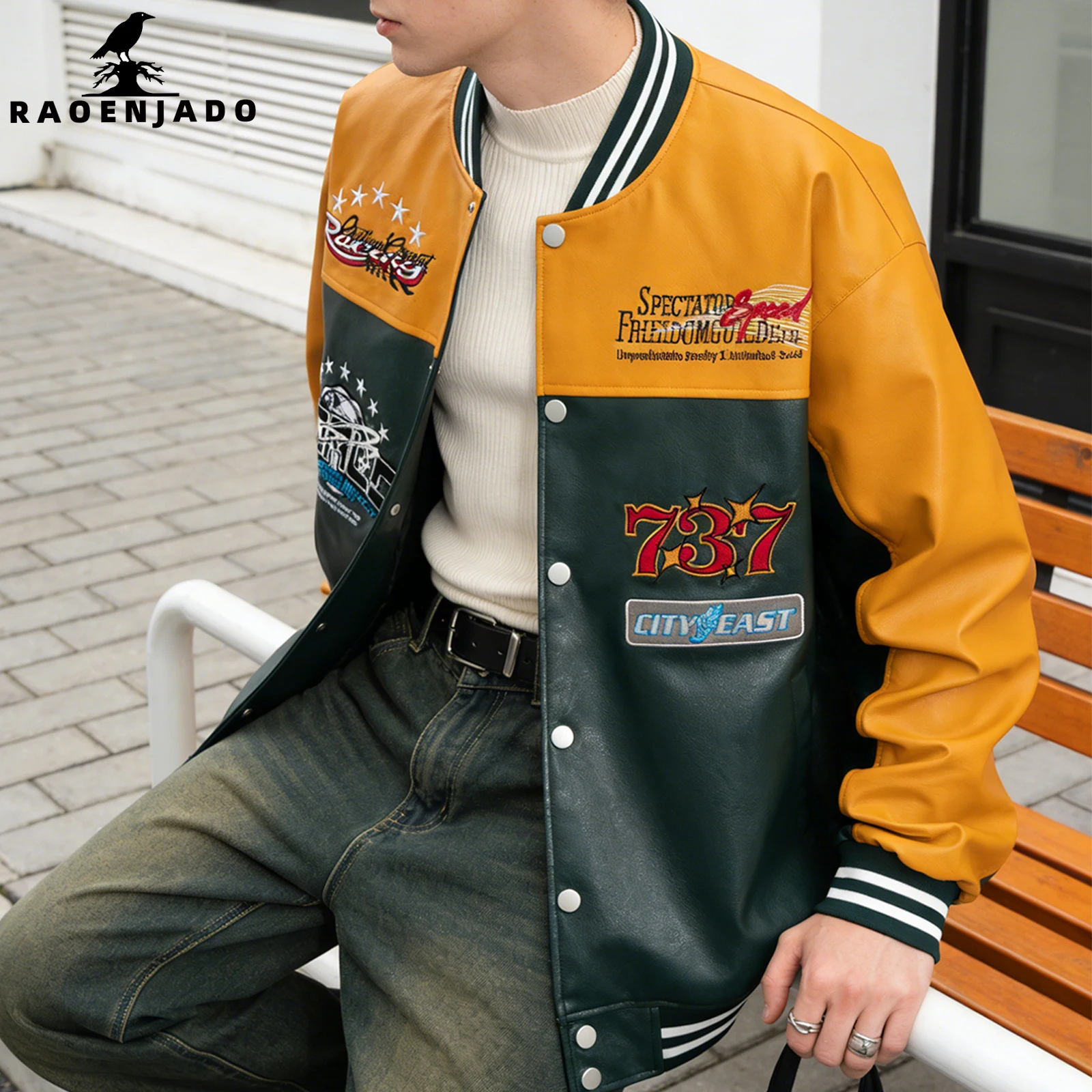 Veste en similicuir PU pour ho - Varsity Jacket Letterman avis et prix
