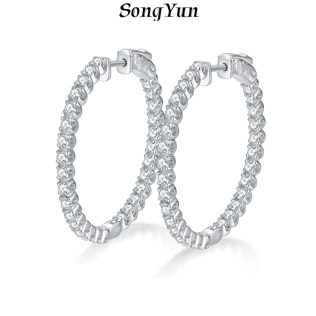 SONGYUN Moissanite Diamond Jewelry  S925 Sterling Silver Stud Earrings for Women Luxury Moissanite Earrings