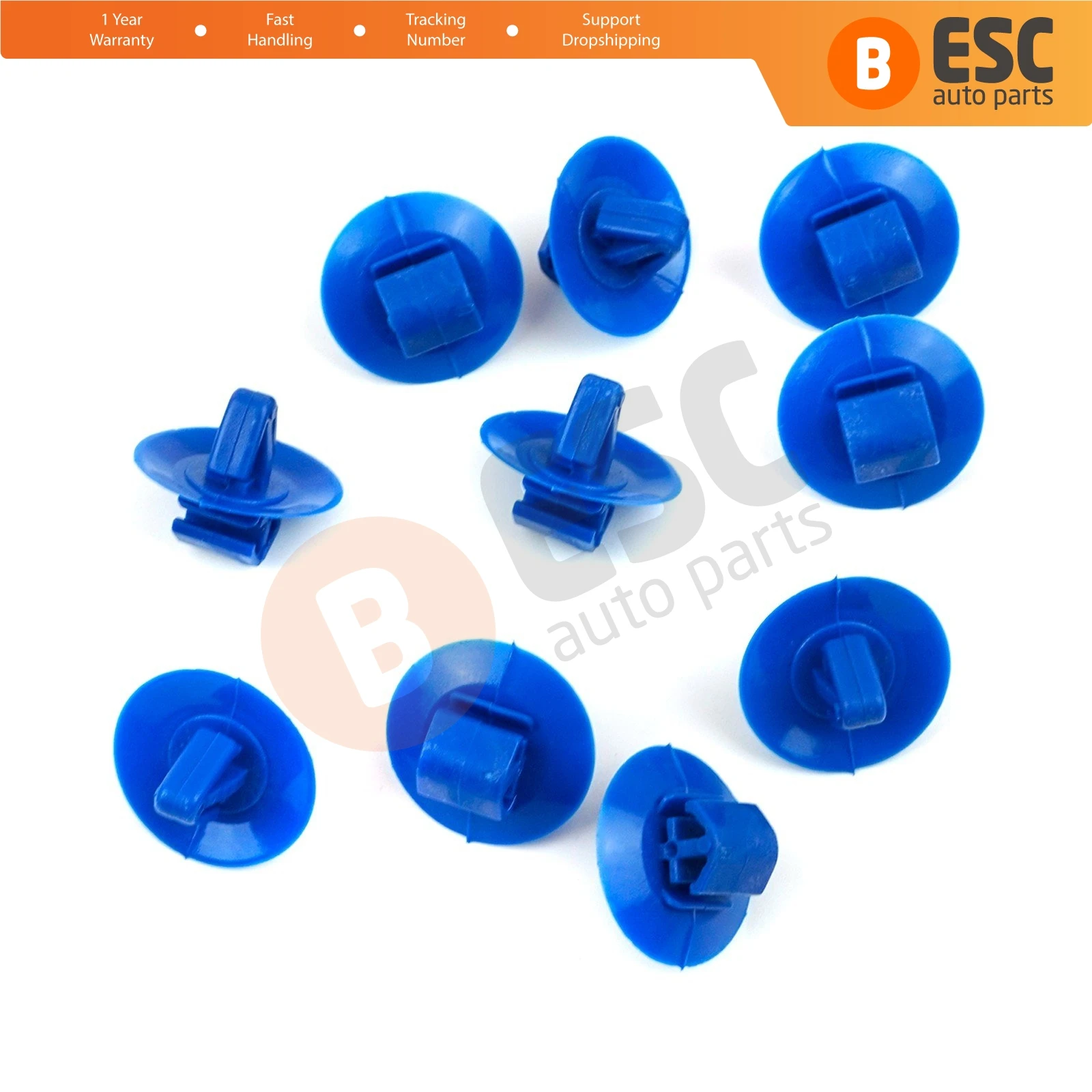 ESC ECF5041 10 Pieces Side Moulding Clip 7703077420 Blue Color For Opel Nissan Iveco Renault