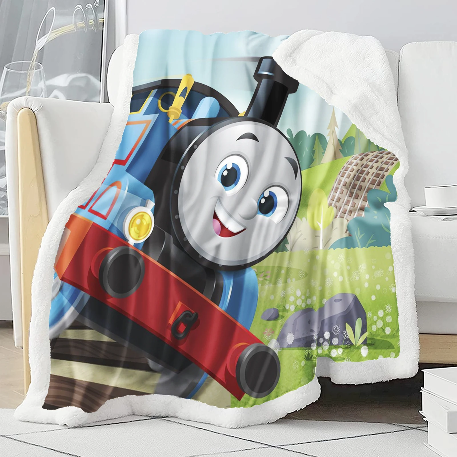 Thomas and Friends Blankets Cartoon Train Soft Skin-Friendly Children Nap Blanket Cute Printed Luxury Fashion Throws