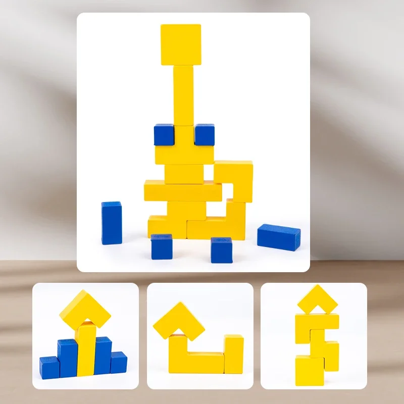 Blocos de madeira para crianças, brinquedos educativos para aprendizagem prática de estimulação da mente, jogo de mesa