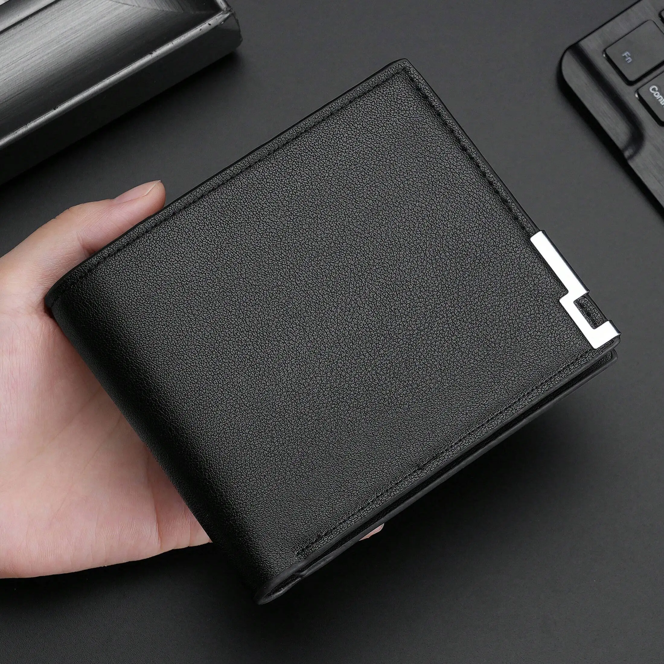 

CarrKen Litchi Embossed Small Wallet Metal Decor Credit Card Holder Portable Cash White-Collar Workers For Female College Work Business Commute Office For Anniversary For Couple For Birthday Gift On Valentine Day Gift Gift Present Old Style Men For Men Wa