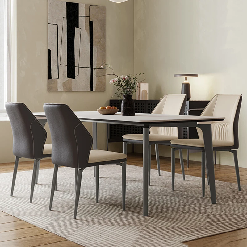 Tavolo da pranzo bianco minimalista moderno rettangolo ospitalità cucina tavolo da pranzo sedie soggiorno Mesa Comedor mobili per la casa