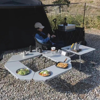 Outdoor stainless steel barbecue campfire table camping multifunctional portable foldable splicing combination round table