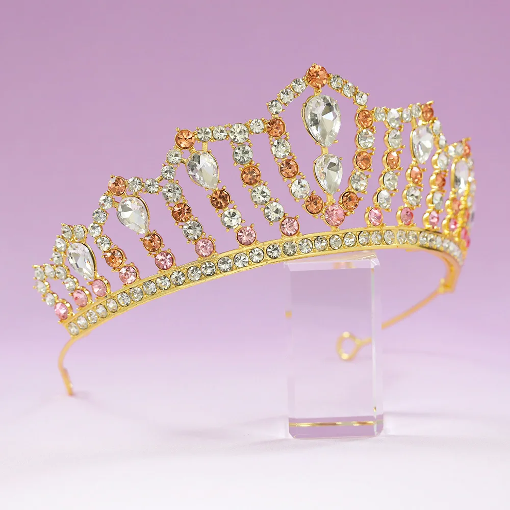 Crystal Tiara for Women Shiny Contrast Color Queen Crowns Rhinestone Headbands Bridal Hair Accessories