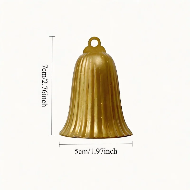 Vintage Style String Bells Hand‑made Trumpet Flower Shaped Christmas Bell Ornament Red Bow Retro Gold Wind Chime
