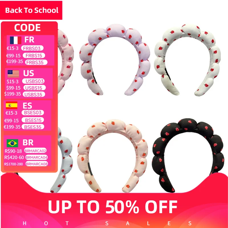 

Summer Fruit Strawberry Twist Headband Sweet Cute Versatile Sponge Cloud Headband High Cranium Top Show Face Small Headband