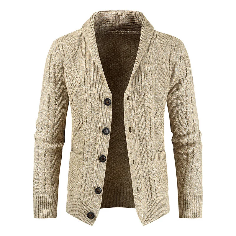 

2024 Winter New Cross border Amazon Foreign Trade Hooked Knitted Cardigan British Style Loose Thickened Coat Men's Sweater