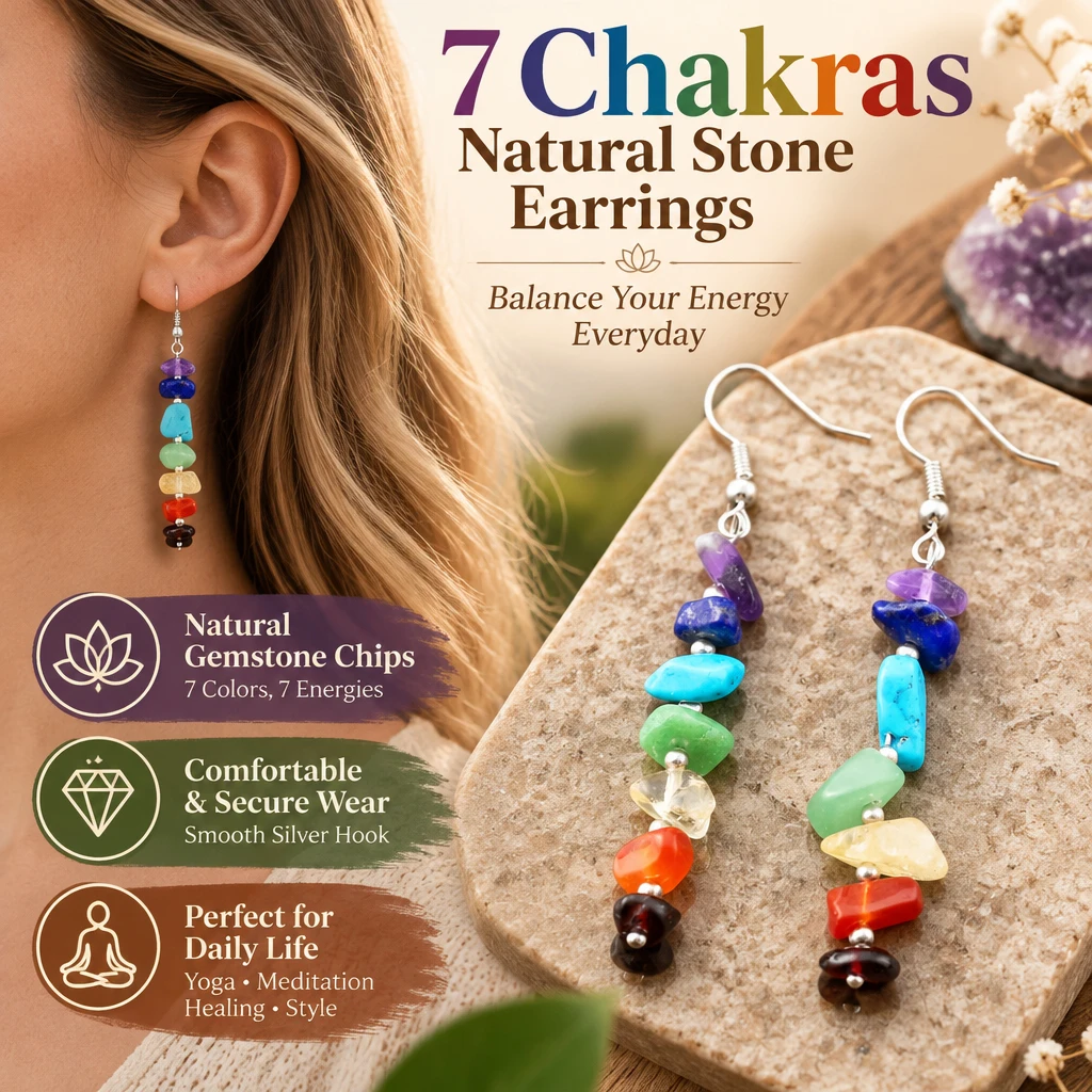 Handmade strung colorful irregular natural raw stone chip earrings simple personality yoga healing long earrings wholesale