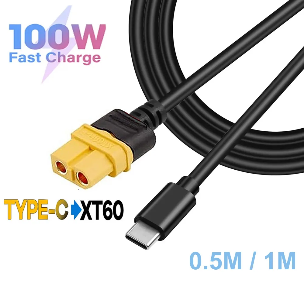 Cabo de Carregamento Tipo-C para XT60, Adaptador USB-C para XT60 Fêmea, PD 100W para Drones ToolkitRC e Carregadores de Energia para Armazenamento de Energia