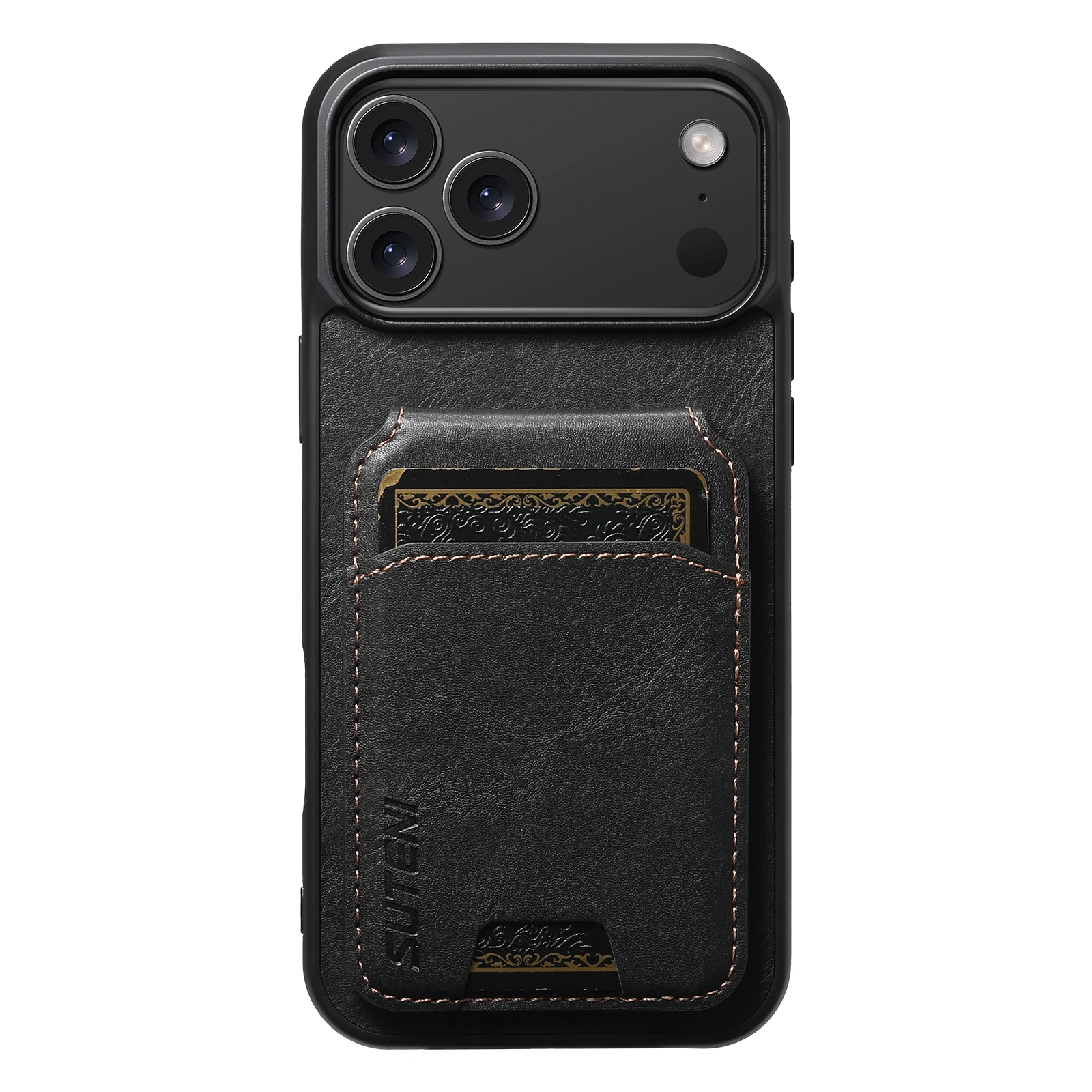 SUTENI Luxus Kunstleder Handyhülle mit glatter Oberfläche, Kartenhalter und Ständer für iPhone 17 Pro Max 17 Air 16 Plus 15 14 13 12 – Detail 23