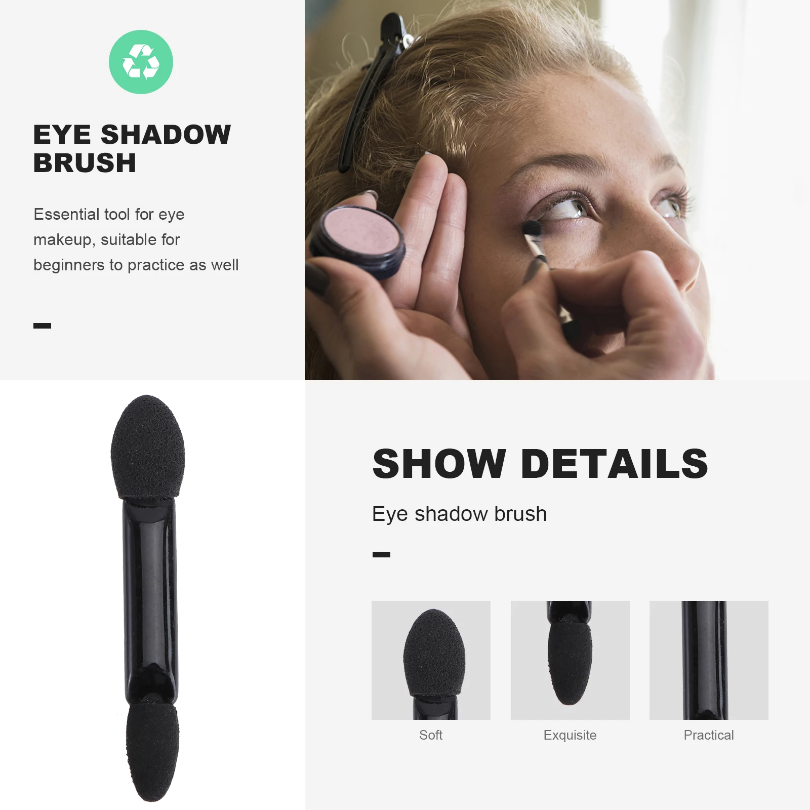 

10 Pcs Eye Shadow Brush Eyeshadow Makeup Brushes Sponge Applicators Disposable Dual Sides for