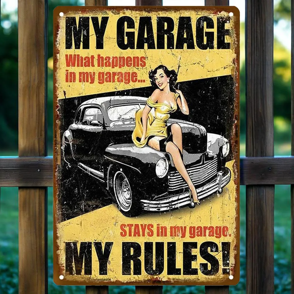 Vintage Retro Garage Metallschild – Ästhetisches Wandkunst-Poster für die Heimdekoration