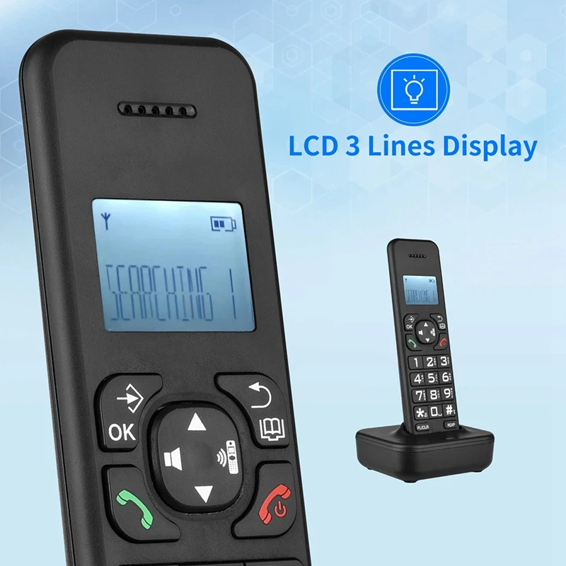 FULL-D1102B ไร้สายโทรศัพท์เครื่องตอบรับ Caller ID/Call Waiting 1.6 นิ้ว Backlight LCD 3 สายหน้าจอ EU Plug