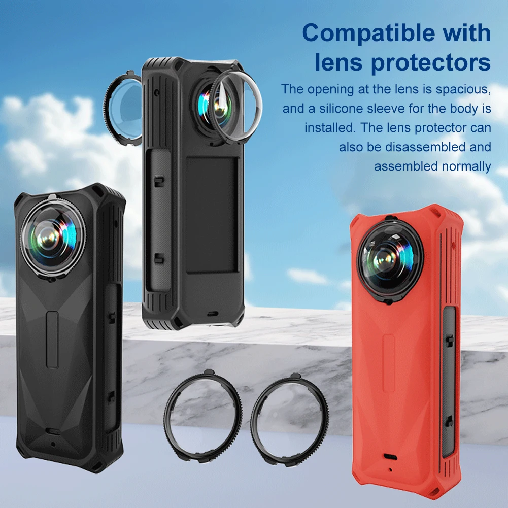 Силиконовый защитный чехол для Insta360 X5, защитный чехол, чехол для корпуса, универсальная защита для Insta360 X5, аксессуары для камеры