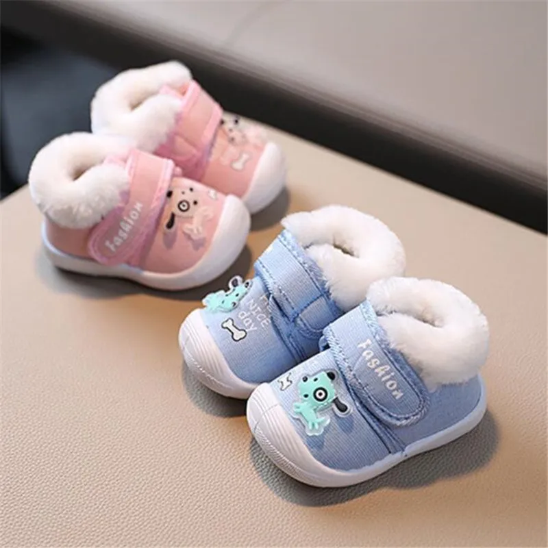 Baby Winter Shoes Infant First Walkers Shoes Warm Fur Boys Shoes Plus Velvet Girls Toddler Boots 2022 Children's Cotton Shoes