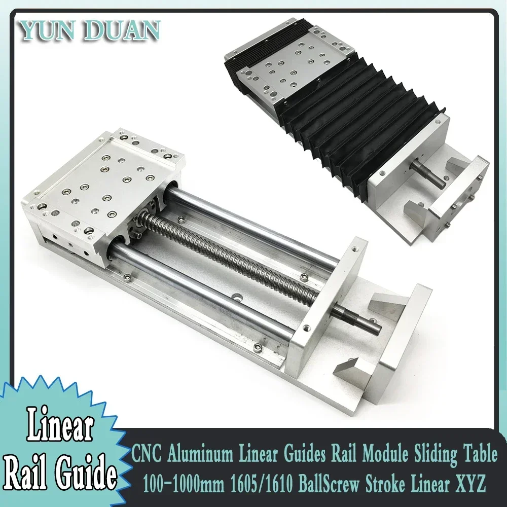 CNC Aluminum Linear Movement Module Platform Dust Cover Heavy Load SBR Guide SFU1605 /1610 100-1000mm Stroke Handwheel Slide