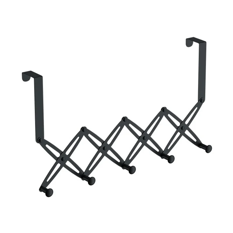 قابل للسحب الفولاذ المقاوم للصدأ فوق الباب شماعات توسيع منشفة معطف الرف معلقة خمسة السنانير 1 PCS-N37R #2