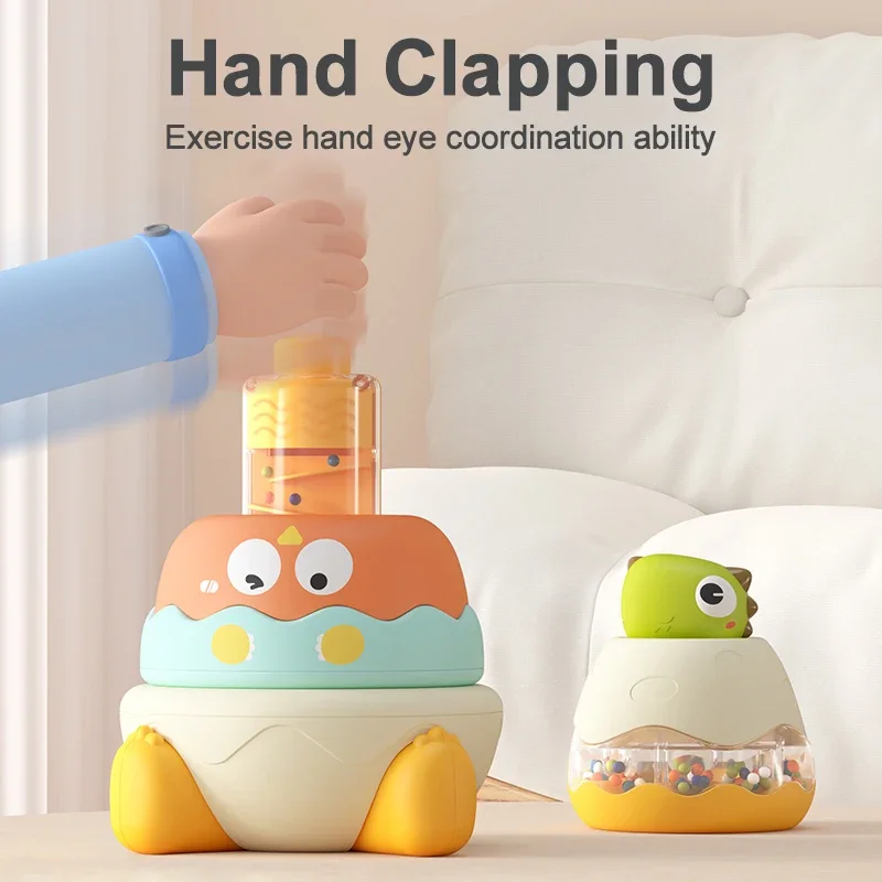 Jouet à empiler pour bébé, cloche apaisante, musique superposée arc-en-ciel avec son et lumière, jouets d'éducation précoce pour bébé