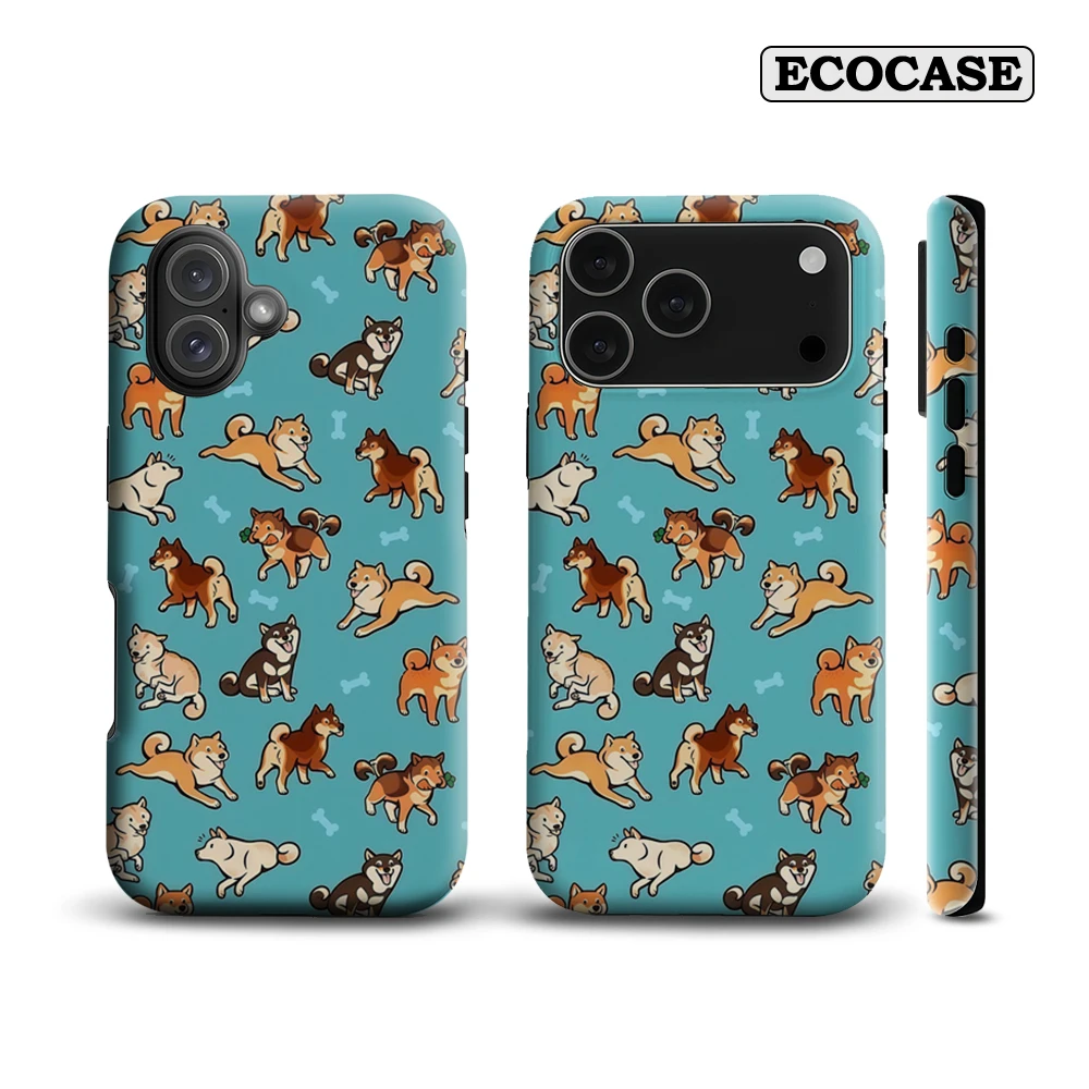 Shiba Inu & Bone Niedliches Muster IPhone 17 Must-Haves Handyhülle für IPhone 17 16 15 14 13 12 Pro Max Plus Doppelschichtige Rückseite