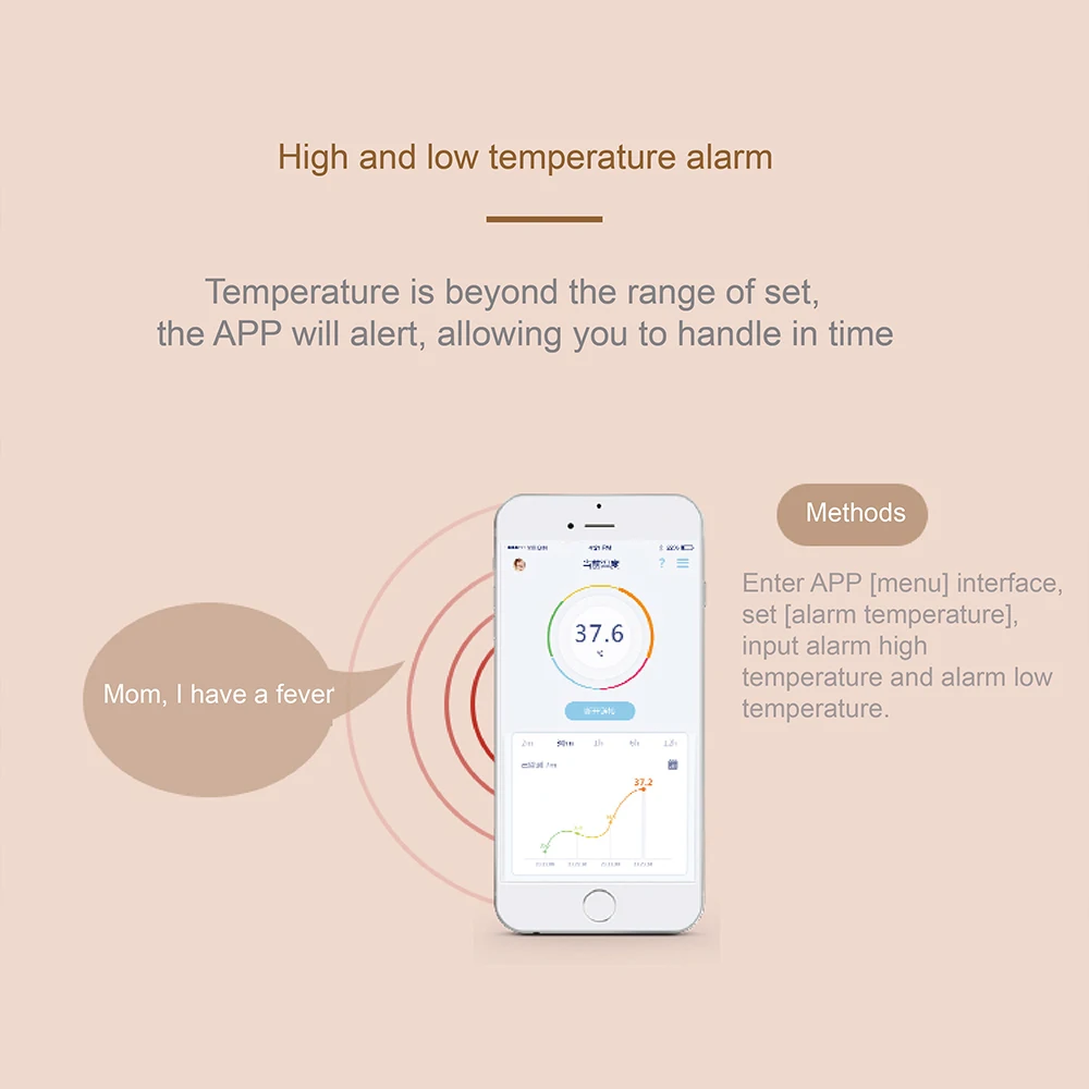 Digital Baby Armpit thermometer Infant and high accuracy child body monitor 24-hour with Free APP High-Temprature Alarm