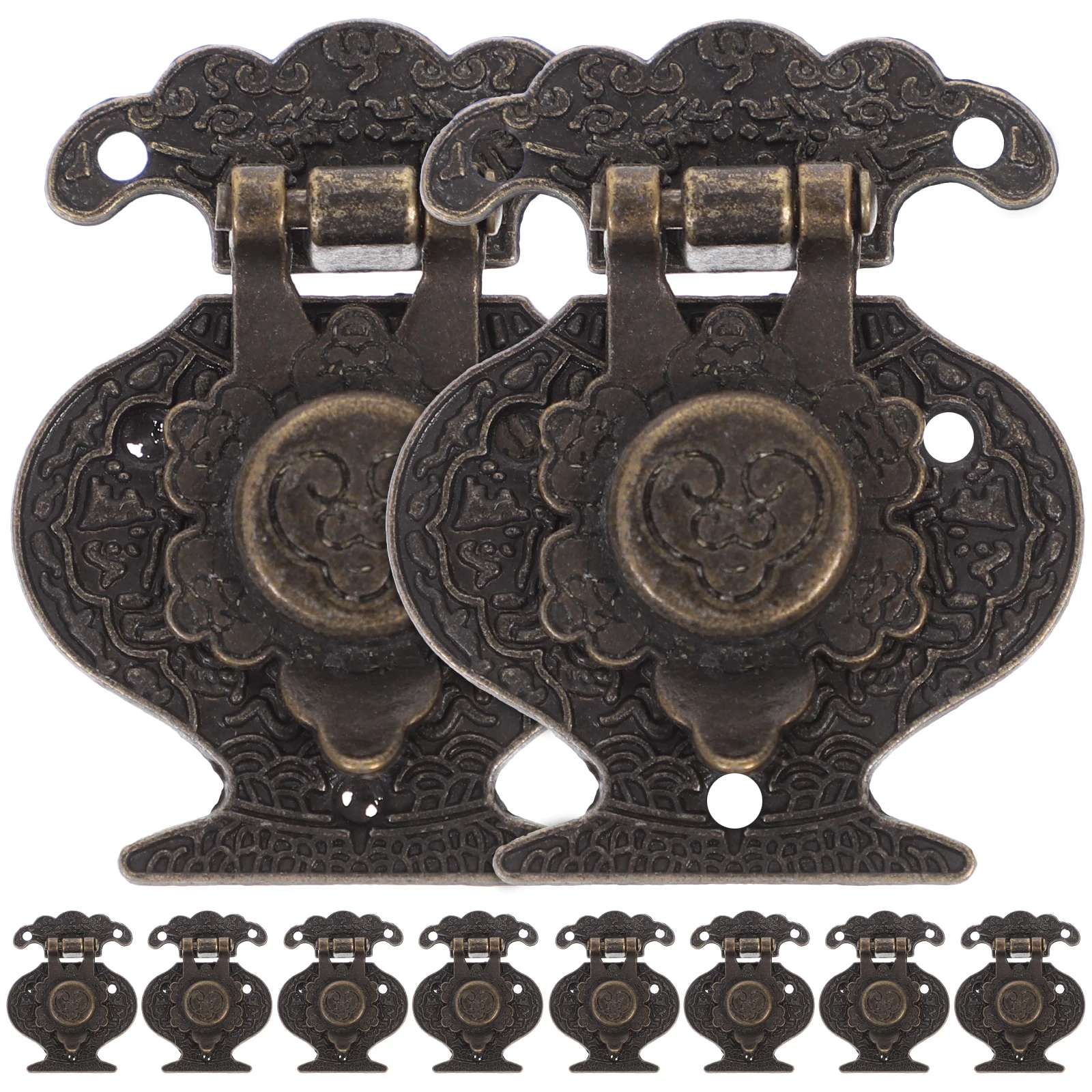 

10 Pcs Retro Decorative Latch Zinc Alloy Brass Vintage Design Jewelry Box Hardware Toggle Hasp Cabinet Part Wooden Case