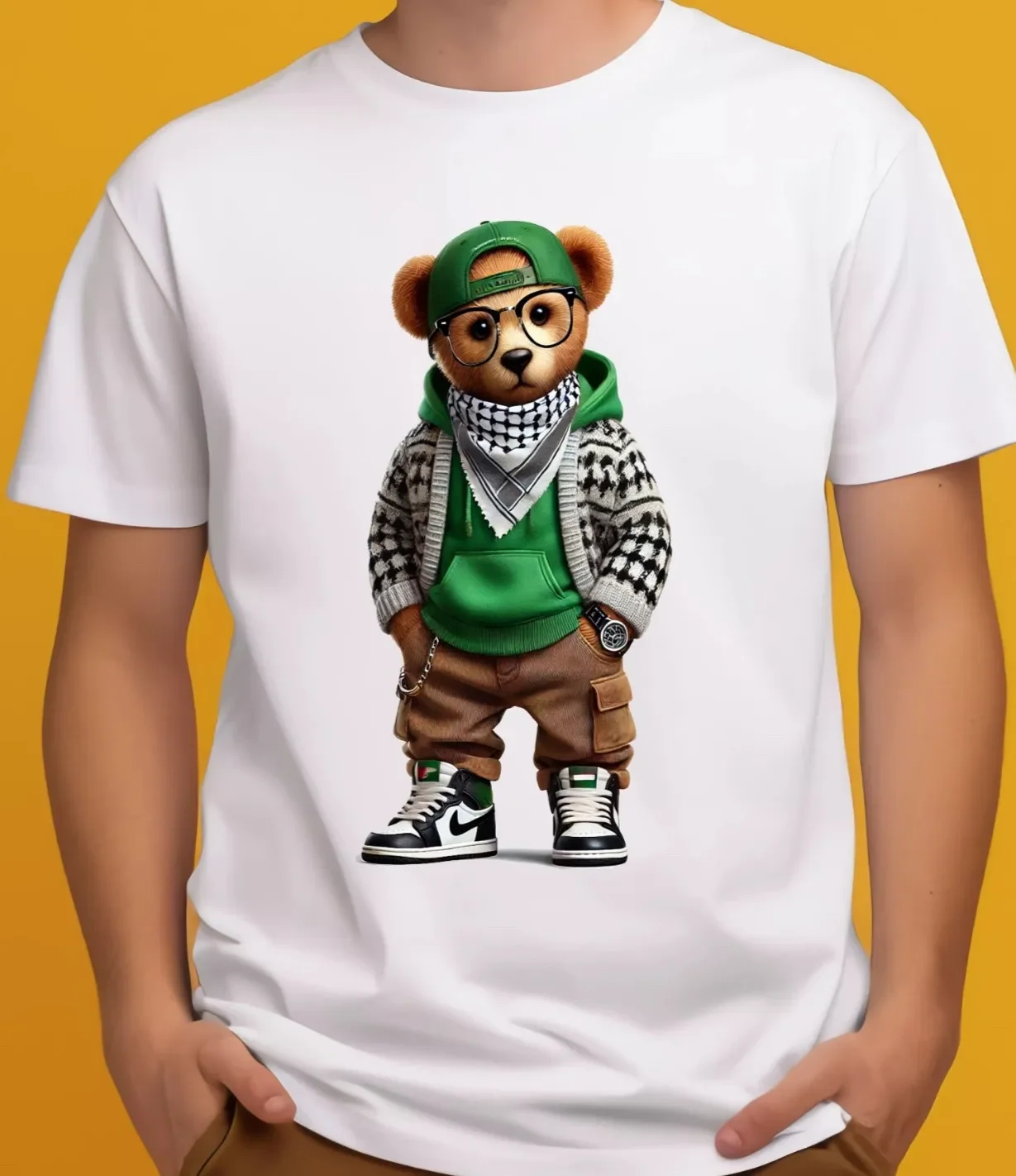 

Polo Style Bear Shirt – Men’s Urban Streetwear Tee, Graphic Design
