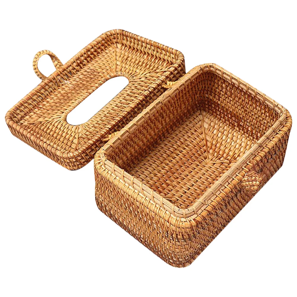 

Rustic Hand Woven Napkin Box Smooth Texture Tissue Holder for Hotels Cafes Restaurants Home Decor Tissue Box Napkin Boxes