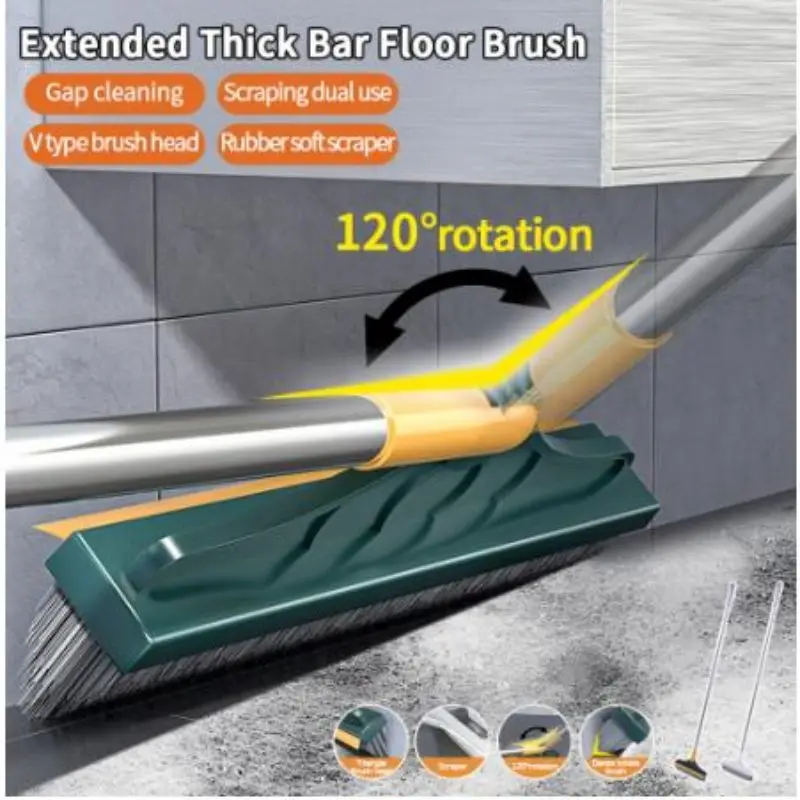 2 in 1 Adjustable Cleaning Tool Bathroom Home Crevice Cleaning Brush Water Squeegee Stiff Bristle Corner Gap Floor Clean Brush