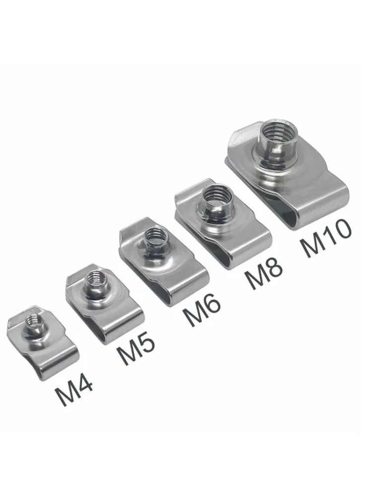 Clips de Type U en acier inoxydable 304, avec filetage M4 M5 M6 M8 M10, écrou à lames, écrous à ressort Q312 pour voiture et moto, 10 pièces