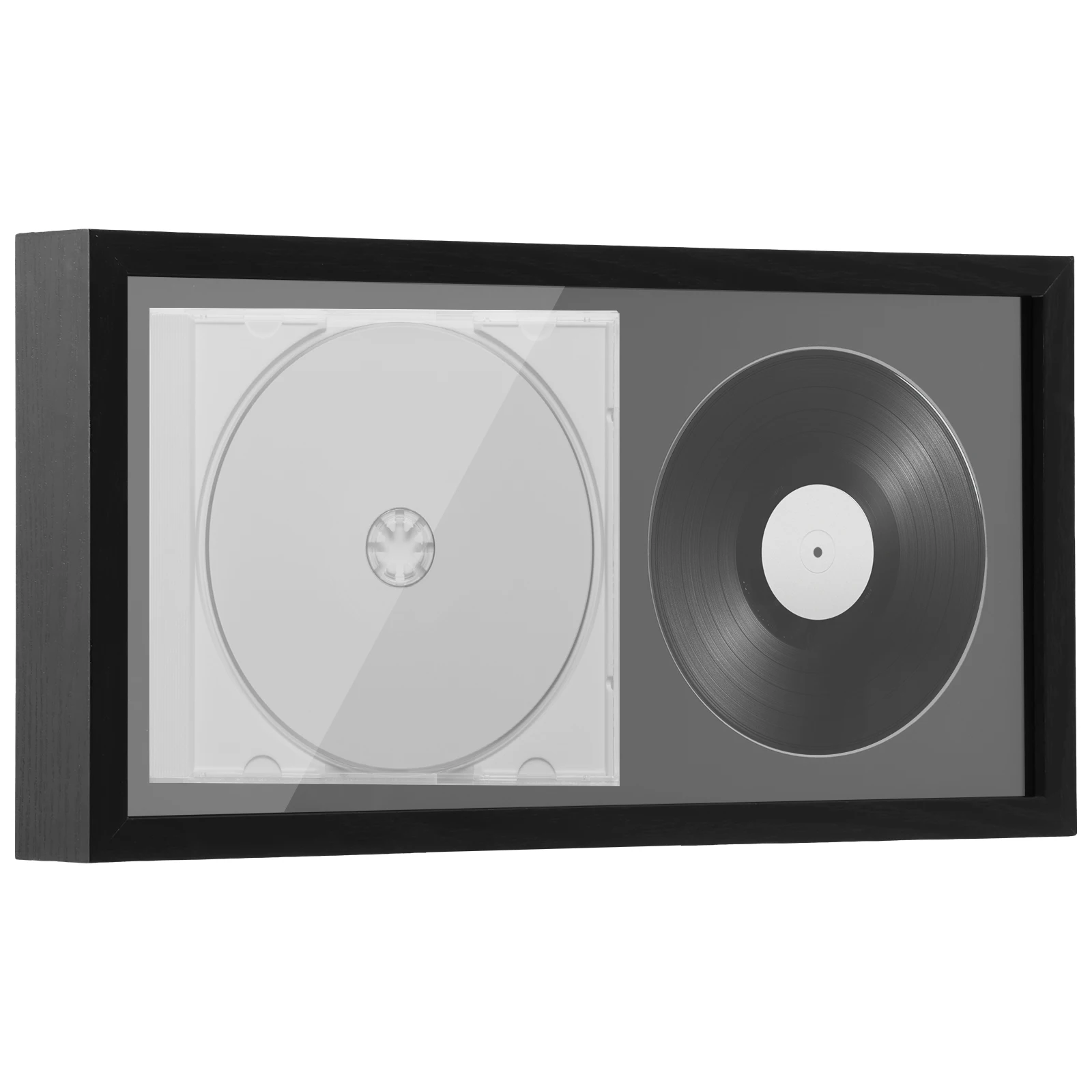 Wood CD Display Frame With Bracket Hook Elegant Double Groove CD Frame Display Case Sturdy Protective Display Disc and CD Box