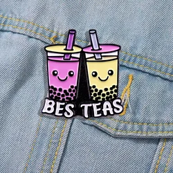 Funny Bestie Bubble Tea Brooch Cute Food Pun Badge Best Friend Backpack Pin Fashion Jewelry Accessories Gift
